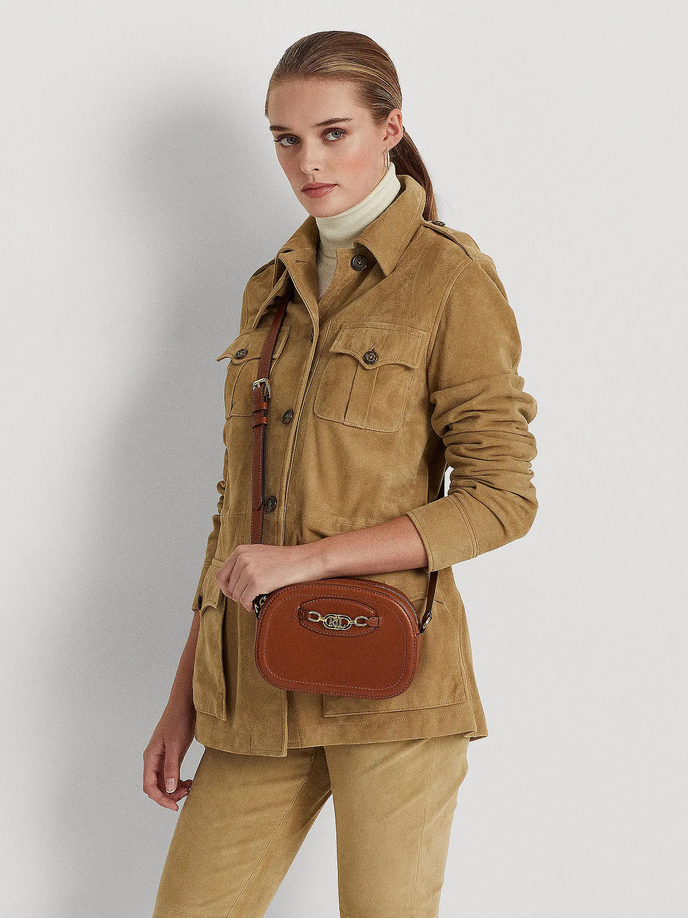 LAUREN RALPH LAUREN | Ledertasche - Umhängetasche JORDYNN Medium | braun